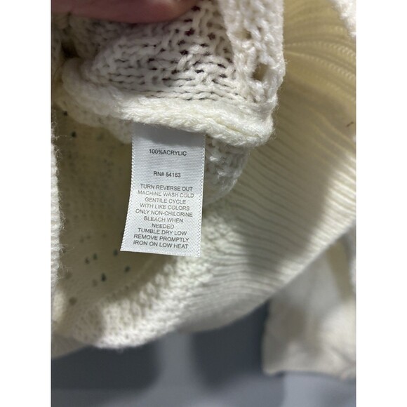 Marc New York Ruffle Shoulder Sweater M White Lace Knit Contrast Trim Pullover - Picture 5 of 5